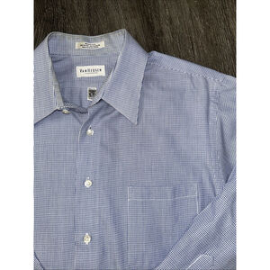 Van Heusen 16 16.5 32/33 Blue Weave Broadcloth Long Sleeve Shirt